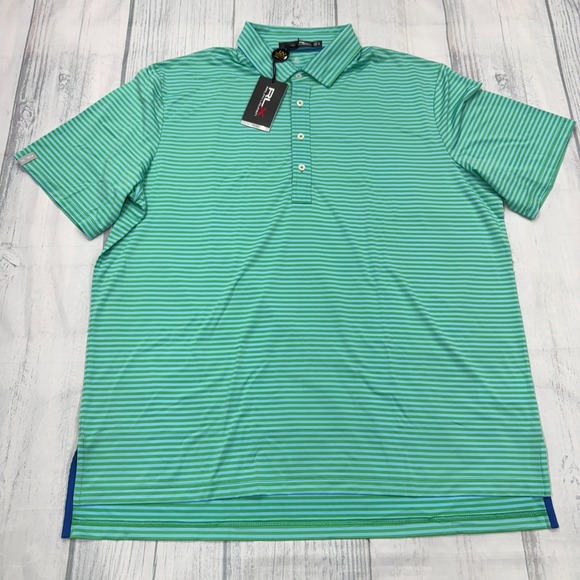 NWT RLX Ralph Lauren Torrey Pines Golf Polo Shirt XL Blue UV Protection Mens
